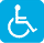 white wheelchair icon on medium blue