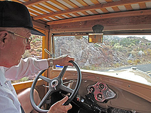 photo of t Lindsay baker driving a model A