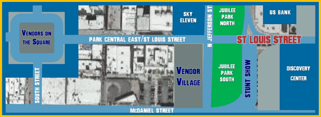 aerial map of vendor locations in the festival footprint